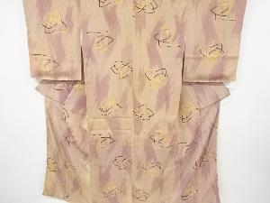 アンティーク　紋錦紗抽象薔薇模様着物